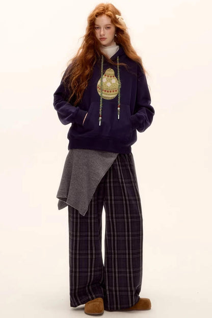 Brushed Fair Isle Hooded Top