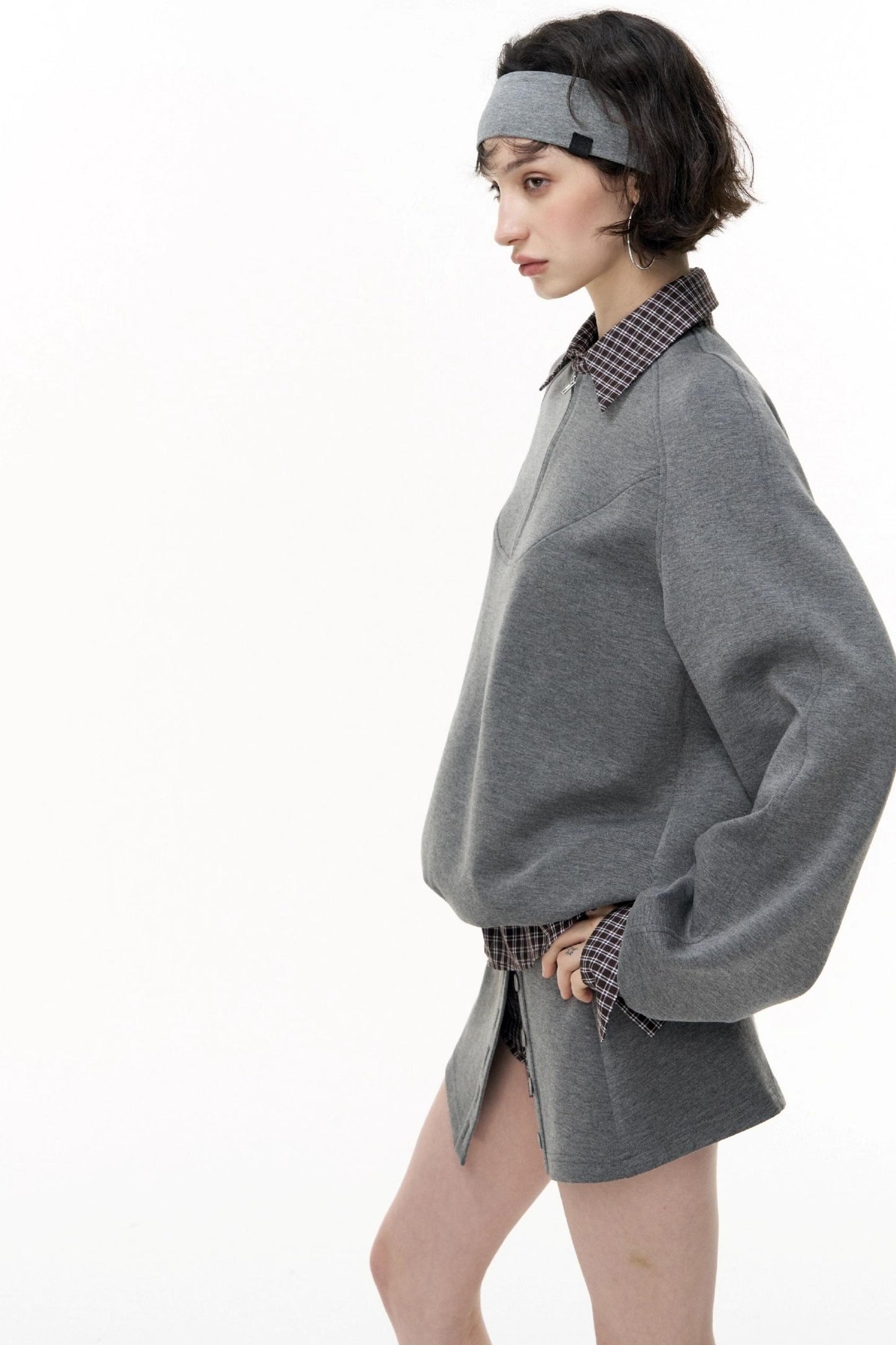 Patchwork Pullover Sweatshirt Set-Up