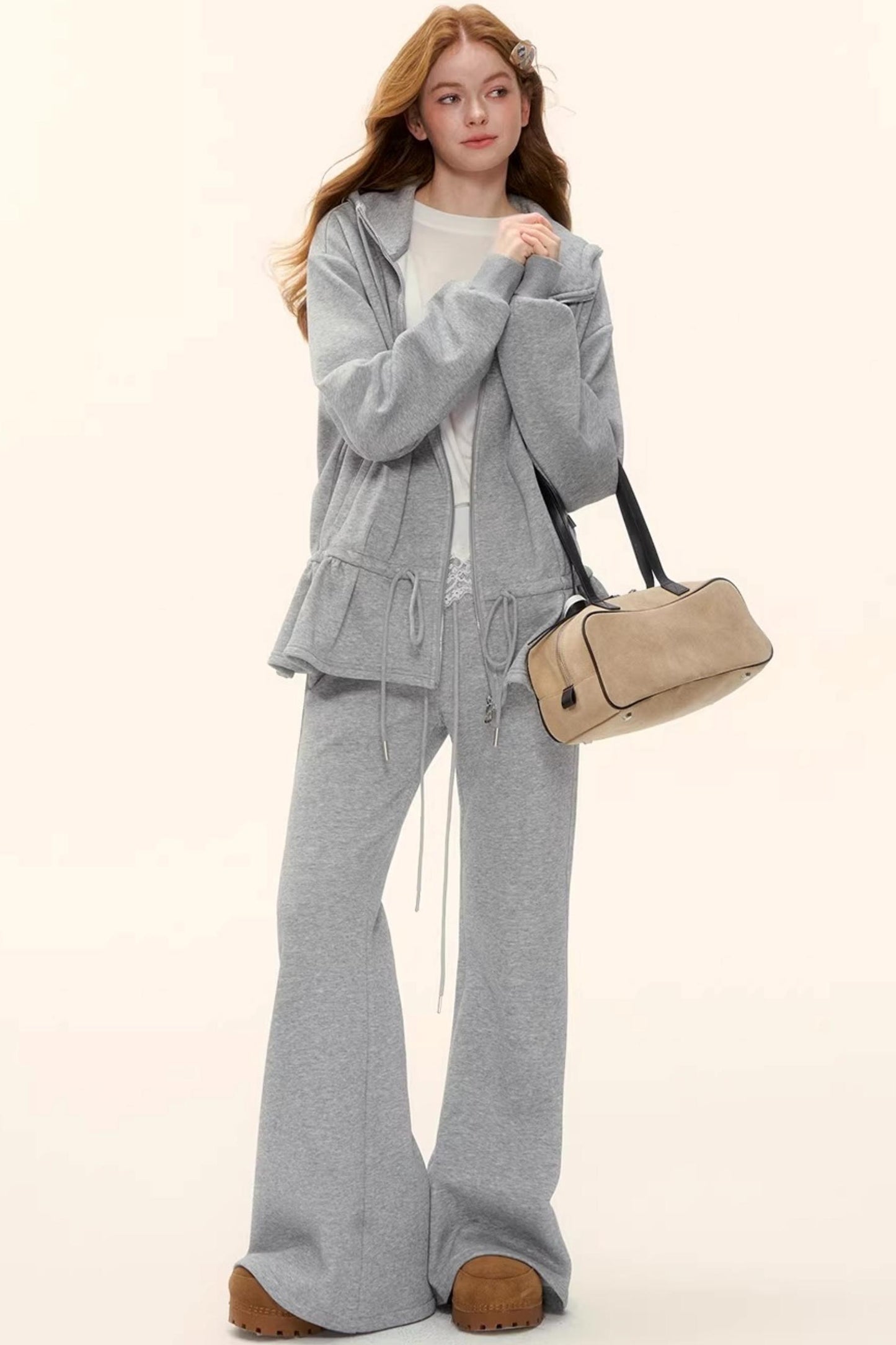 Fleece-Lined Flared Casual Pants