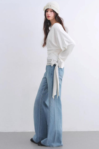 Washed Rhinestone Flared Pants