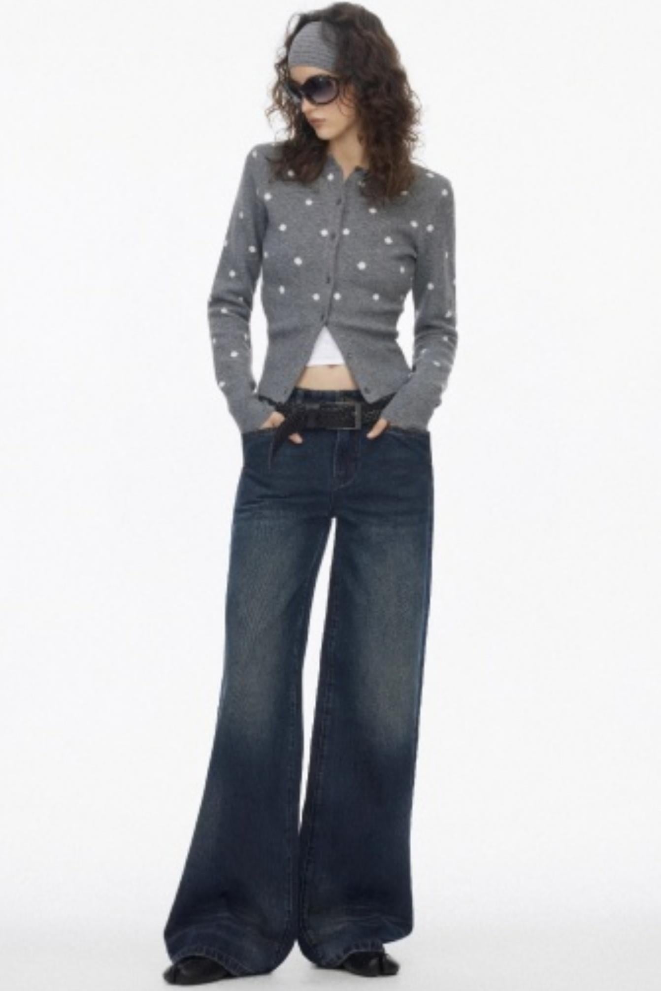 Vintage Polka Dot Base Knit Cardigan