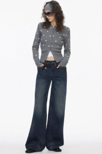 Vintage Polka Dot Base Knit Cardigan