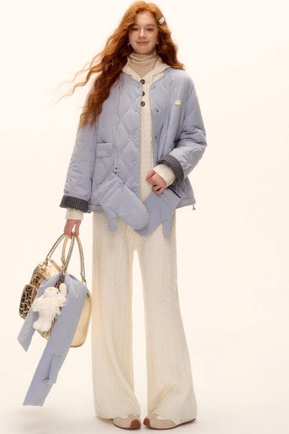 Milk Blue Plaid Cotton Jacket Set