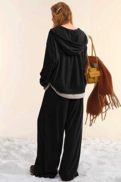 Retro Striped Patchwork Sweatshirt Set-Up