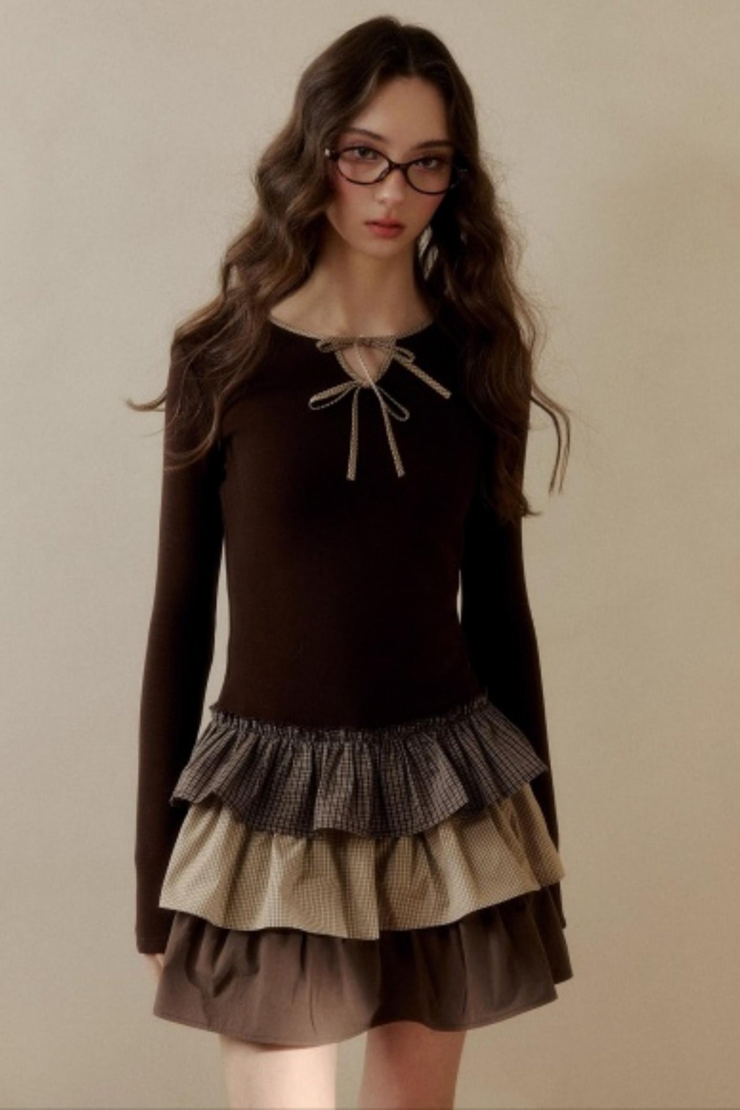 Retro Plaid Knit Tutu Skirt Dress