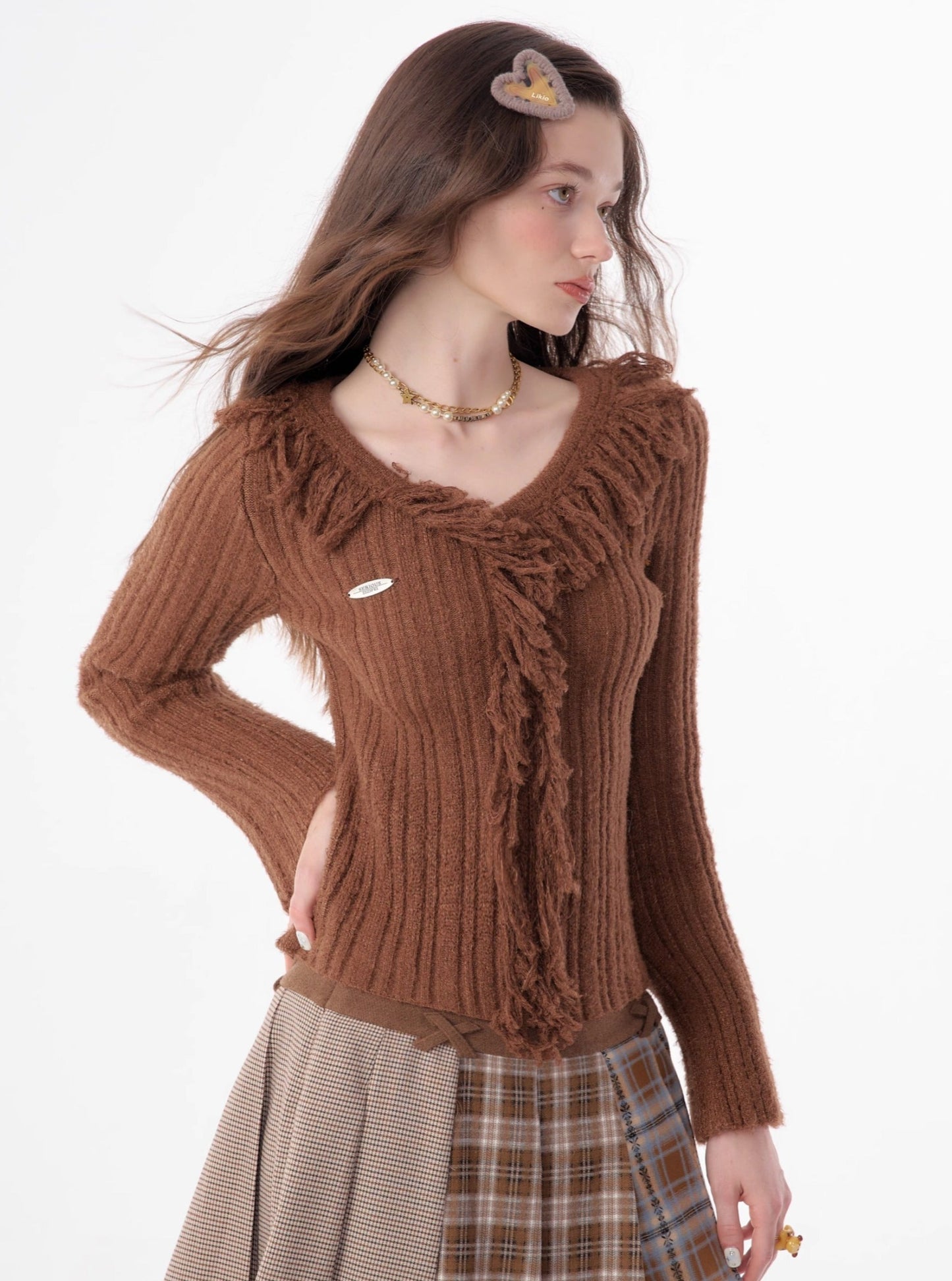 American slim V-neck sweater