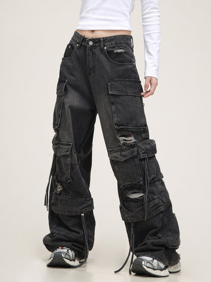 Amerikanische Retro-Jeanshosen mit mehreren Pocket