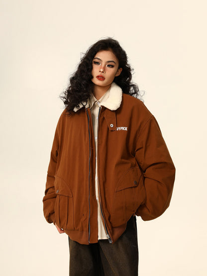 American thickened lamb wool cotton jacket