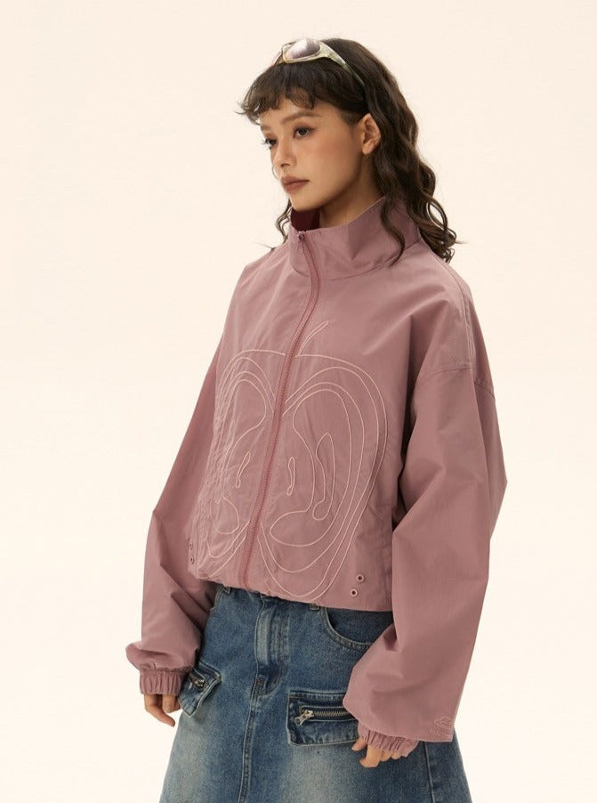 American loose cropped stand collar jacket