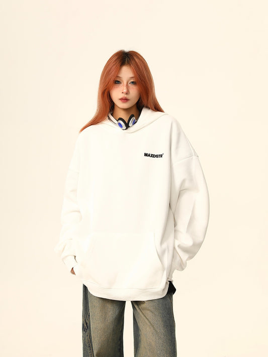 American letter embroidery hooded sweatshirt jacket