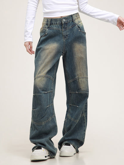 American studded washed jeans pants