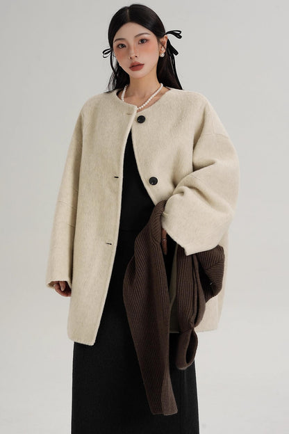 Elegant Chestnut Wool Coat