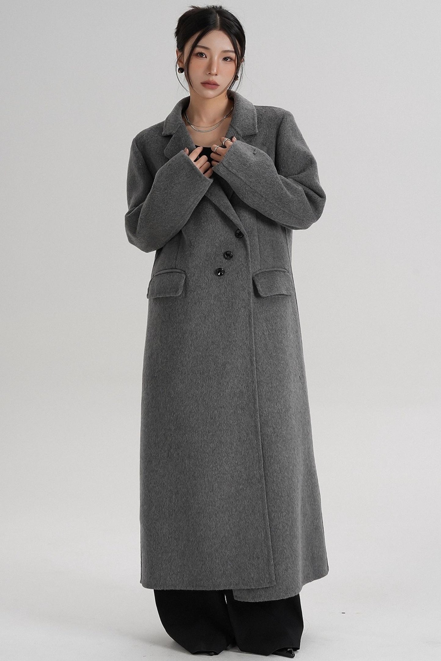 Reversible Long Shoulder Wool Coat