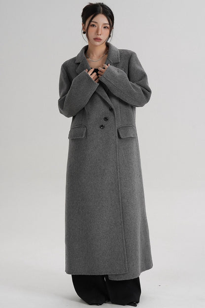 Reversible Long Shoulder Wool Coat