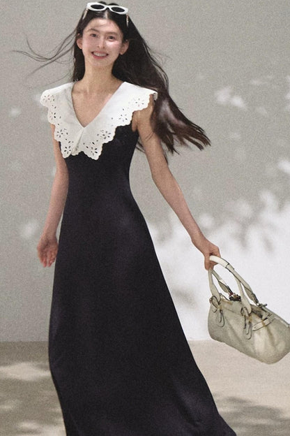 Cotton Sleeveless Backless Waist-cinching Dress