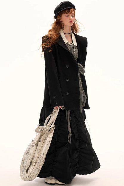 Functional Irregular Hem Black Skirt