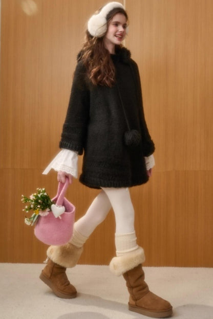 Hooded Wool Cape Dress