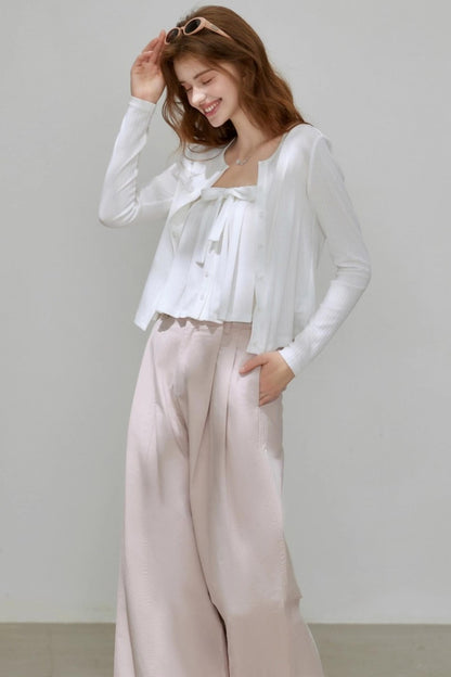 Cropped Cardigan Camisole Knit Set-Up