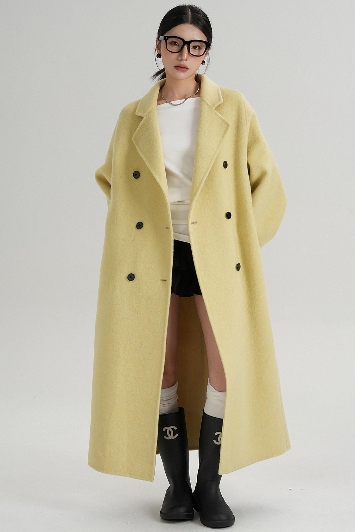 With Suit Collar Long Woolen Coat