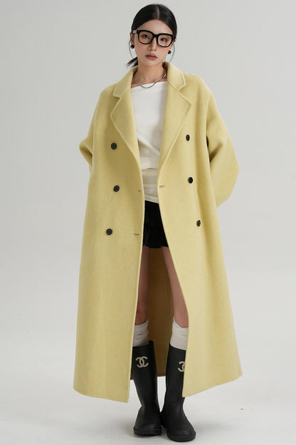 With Suit Collar Long Woolen Coat