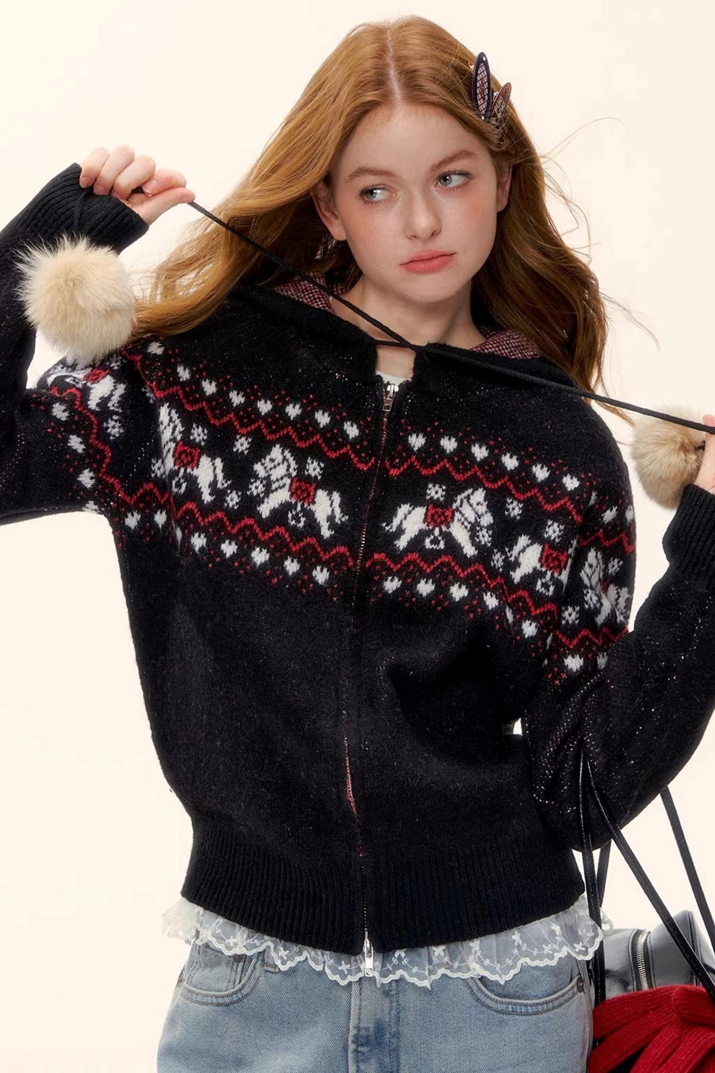 Wool Blend Fair Isle Jacket Set-Up