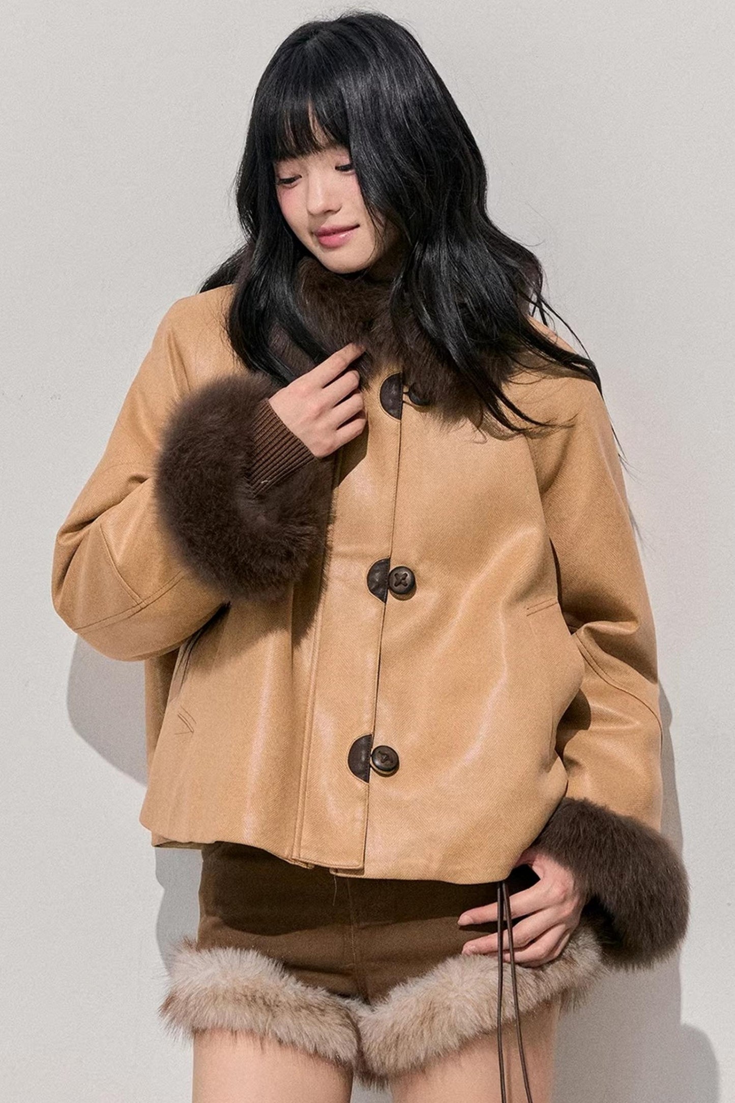 Korean Faux Fur Wide-Leg Pants