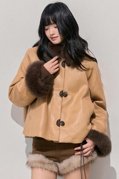 Korean Faux Fur Wide-Leg Pants