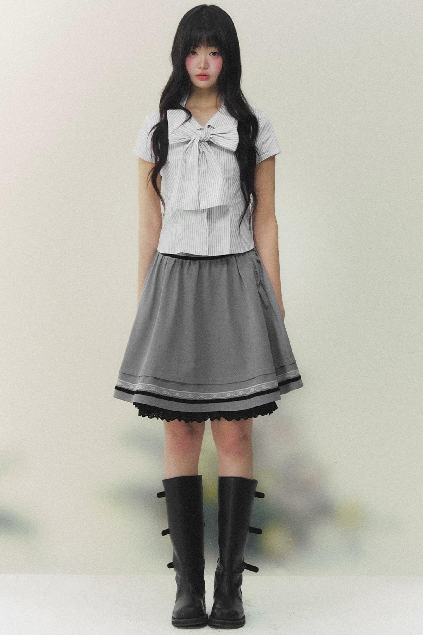 Art Girl Striped Bow Blouse