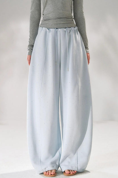 Rhinestone Elastic Waistband Pants