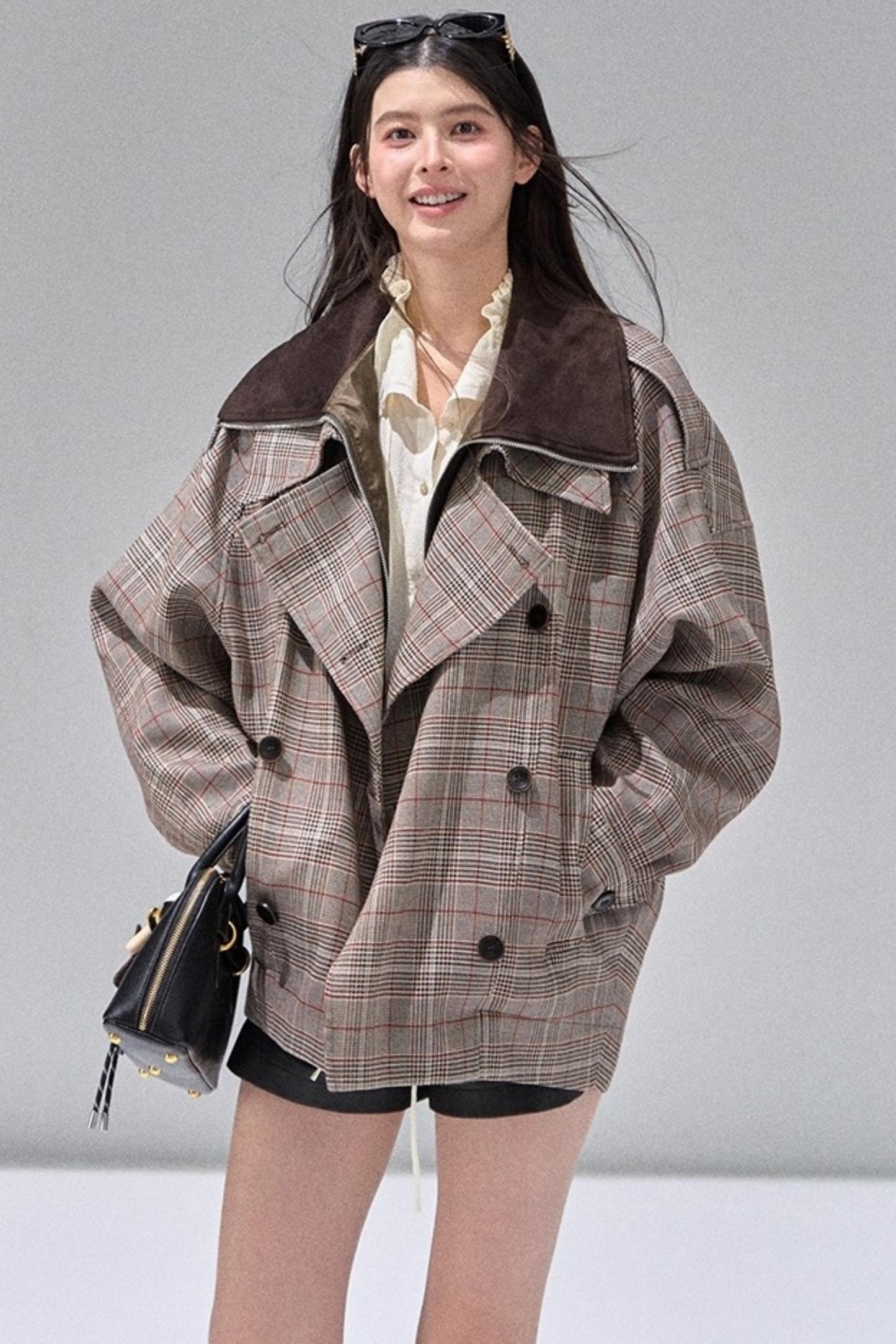 Fungus Edge Collar Drawstring Lace-up Shirt