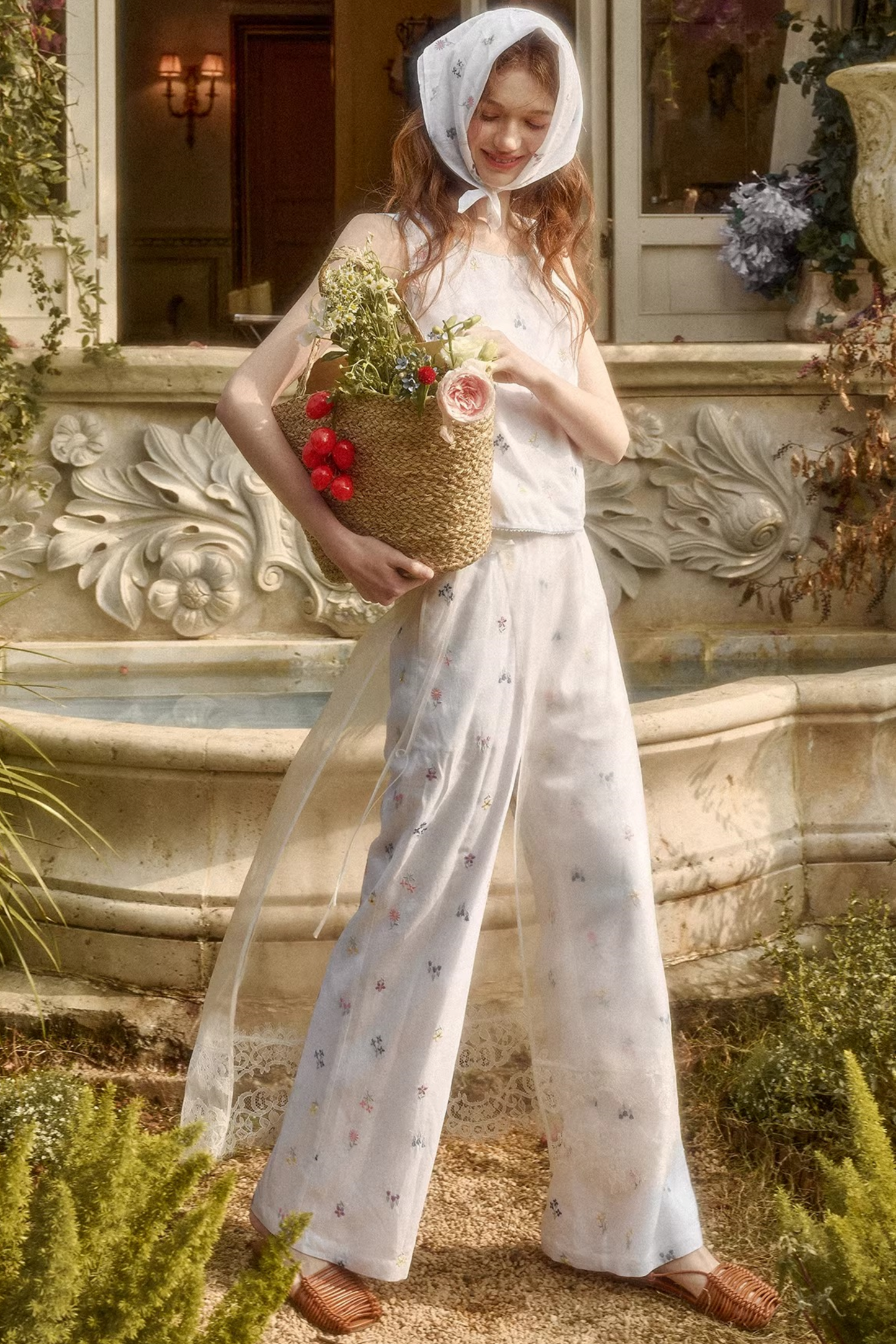 Linen Embroidered Blouse Set-Up