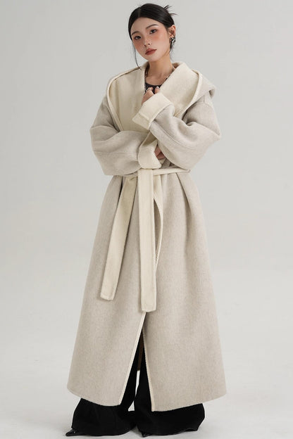 Temperament Hooded Wool Reversible Coat