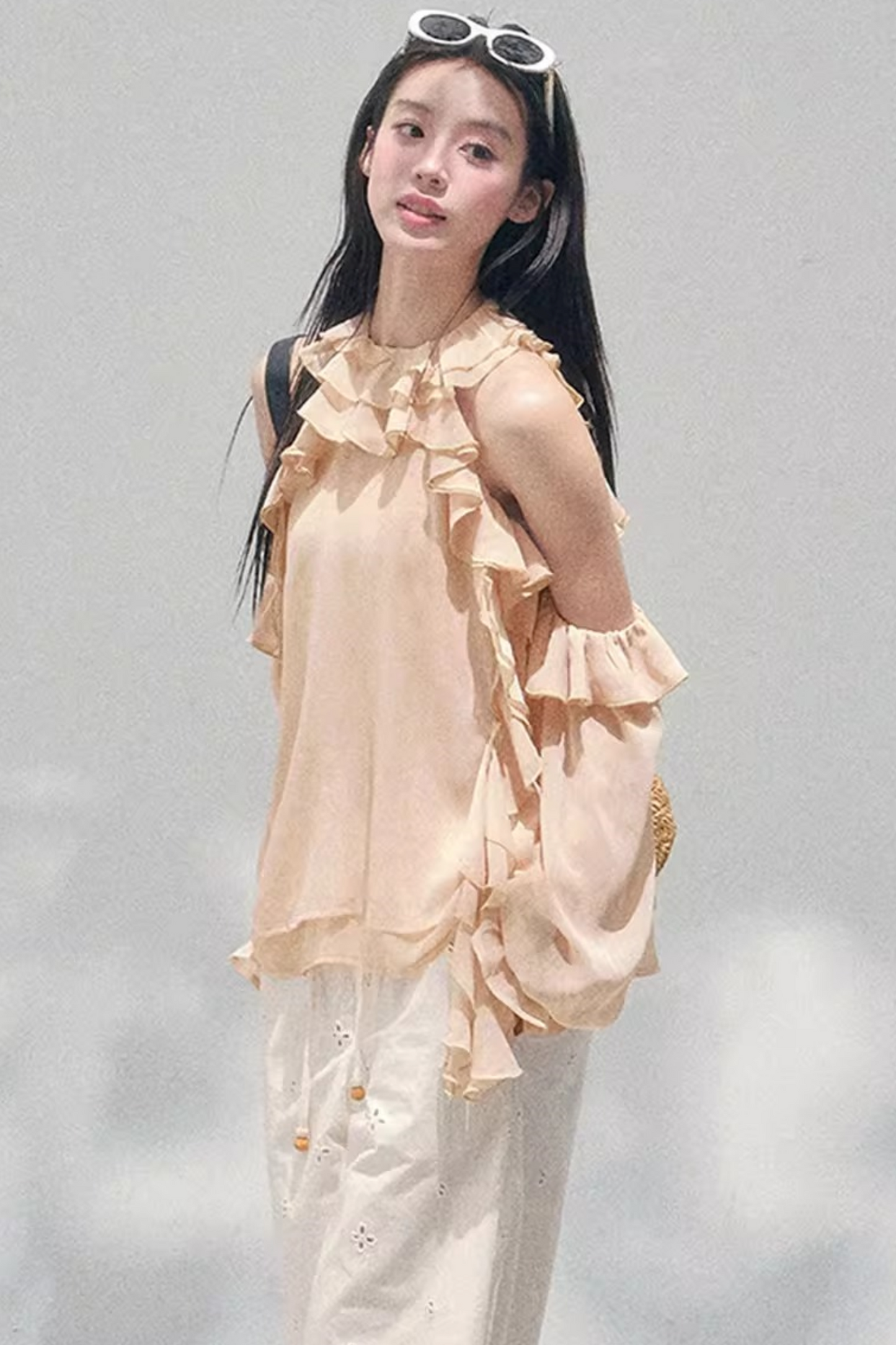 Ruffled Edge Off-Shoulder Top