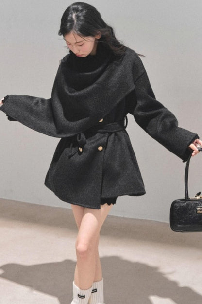 Winter Plaid Wool Coat