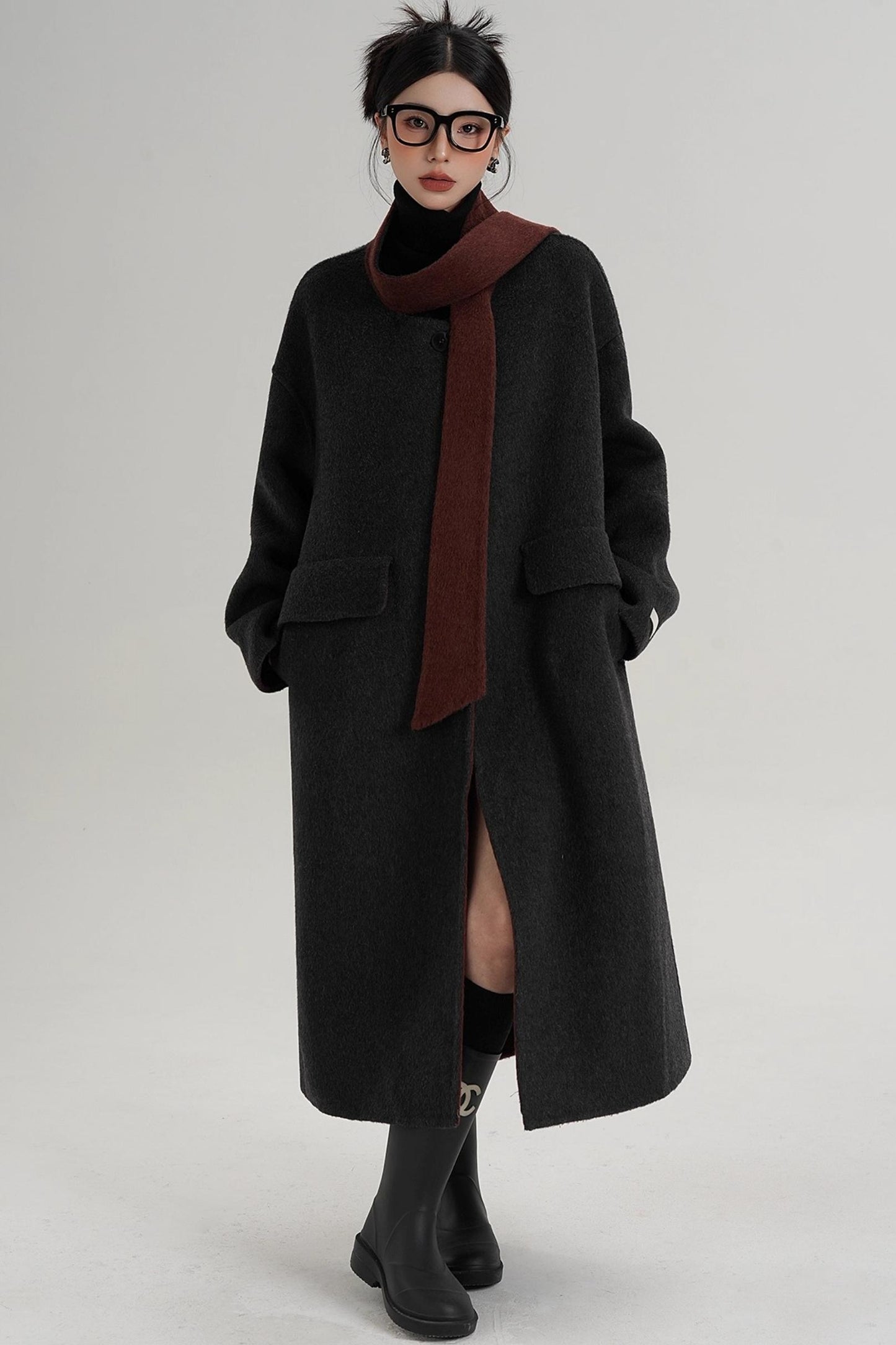 Reversible Contrast Wool Coat