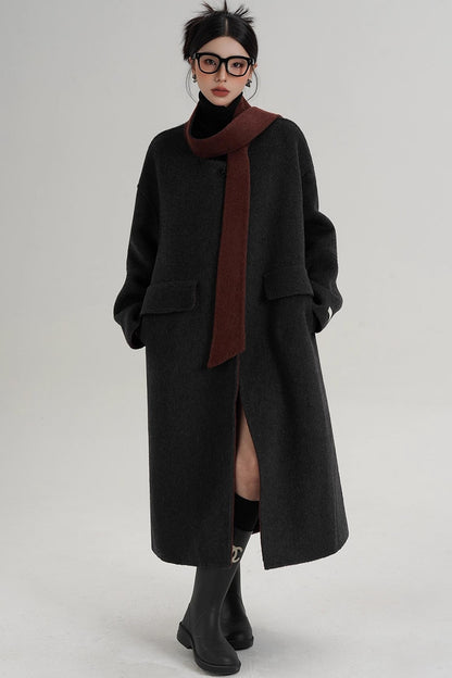 Reversible Contrast Wool Coat