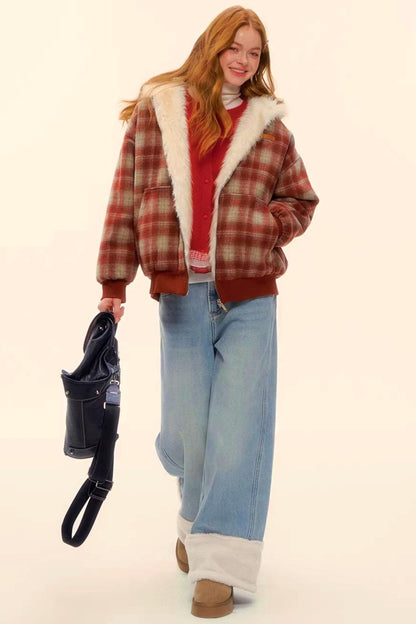 First Snow Plaid Reversible Coat