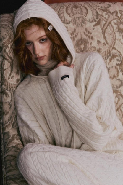 Wool Blend Hooded Knit Set-Up