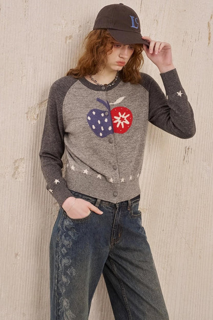 Apple Wool Blend Slim Fit Knitted Cardigan