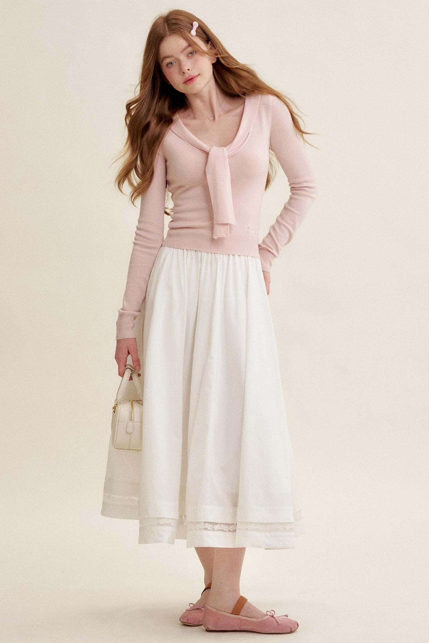 Romantic Navy Knit Shawl Top