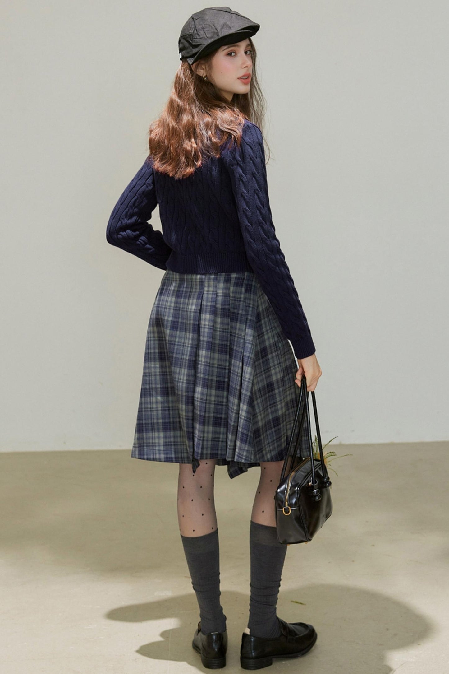 Crew-Neck Knitted Cardigan