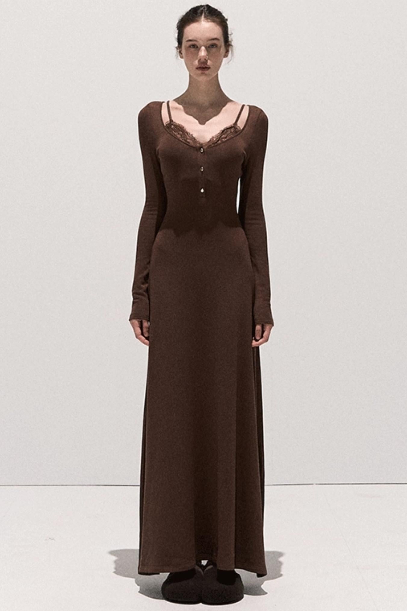 Lace Stitched Knit Waist Dress