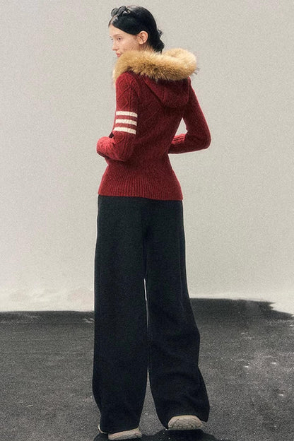 Fleece-Lined Wide-Leg Pants