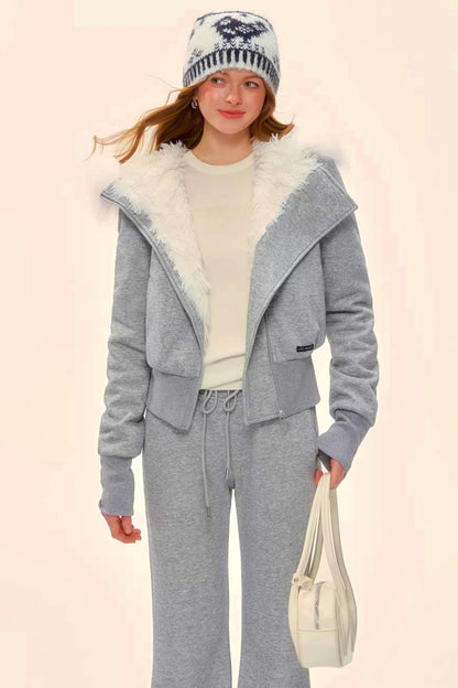 Retro Fleece Hooded Jacket Set-Up