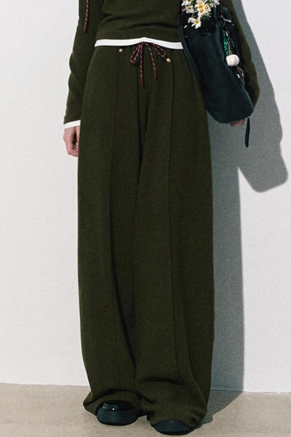 슬림 니트 트랙수트 셔츠와 바지 세트 