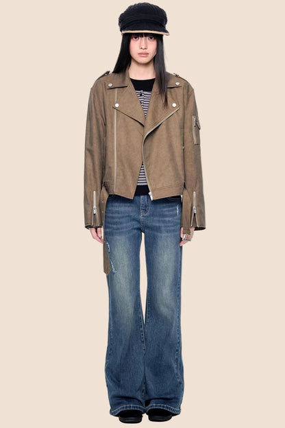 Deconstructed Zipper Retro Jacket