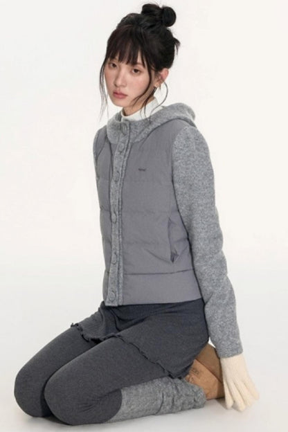 Patchwork Cropped Down Jacket