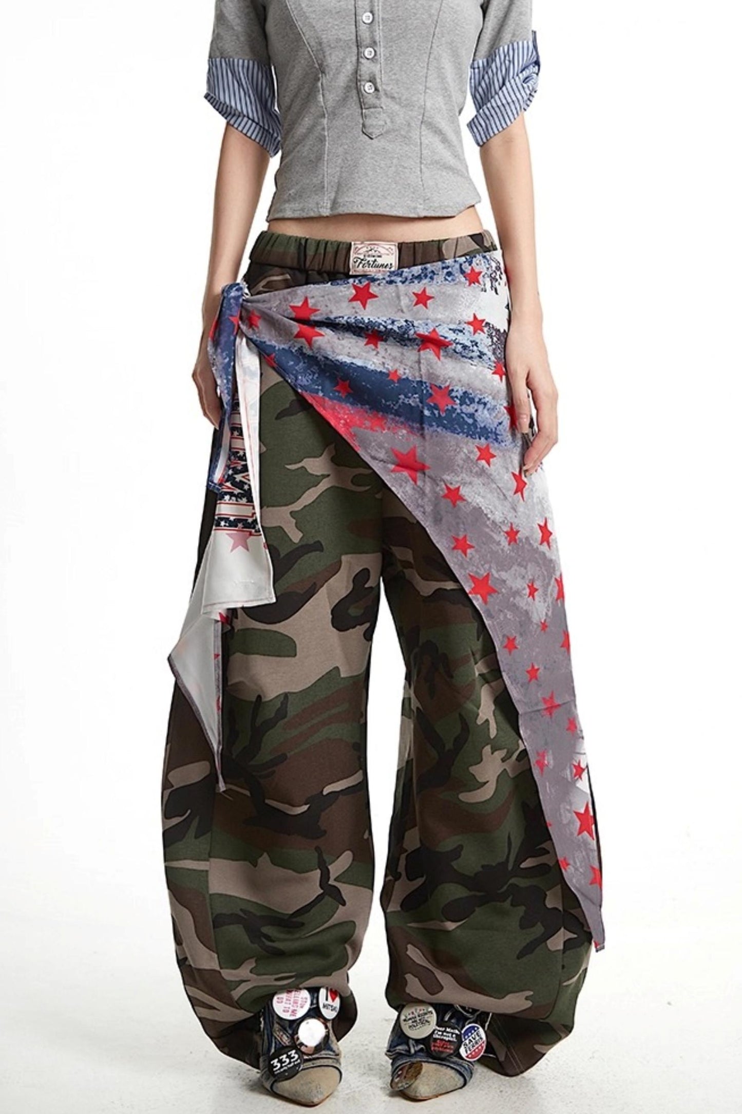 Camouflage Wide-Leg Pants
