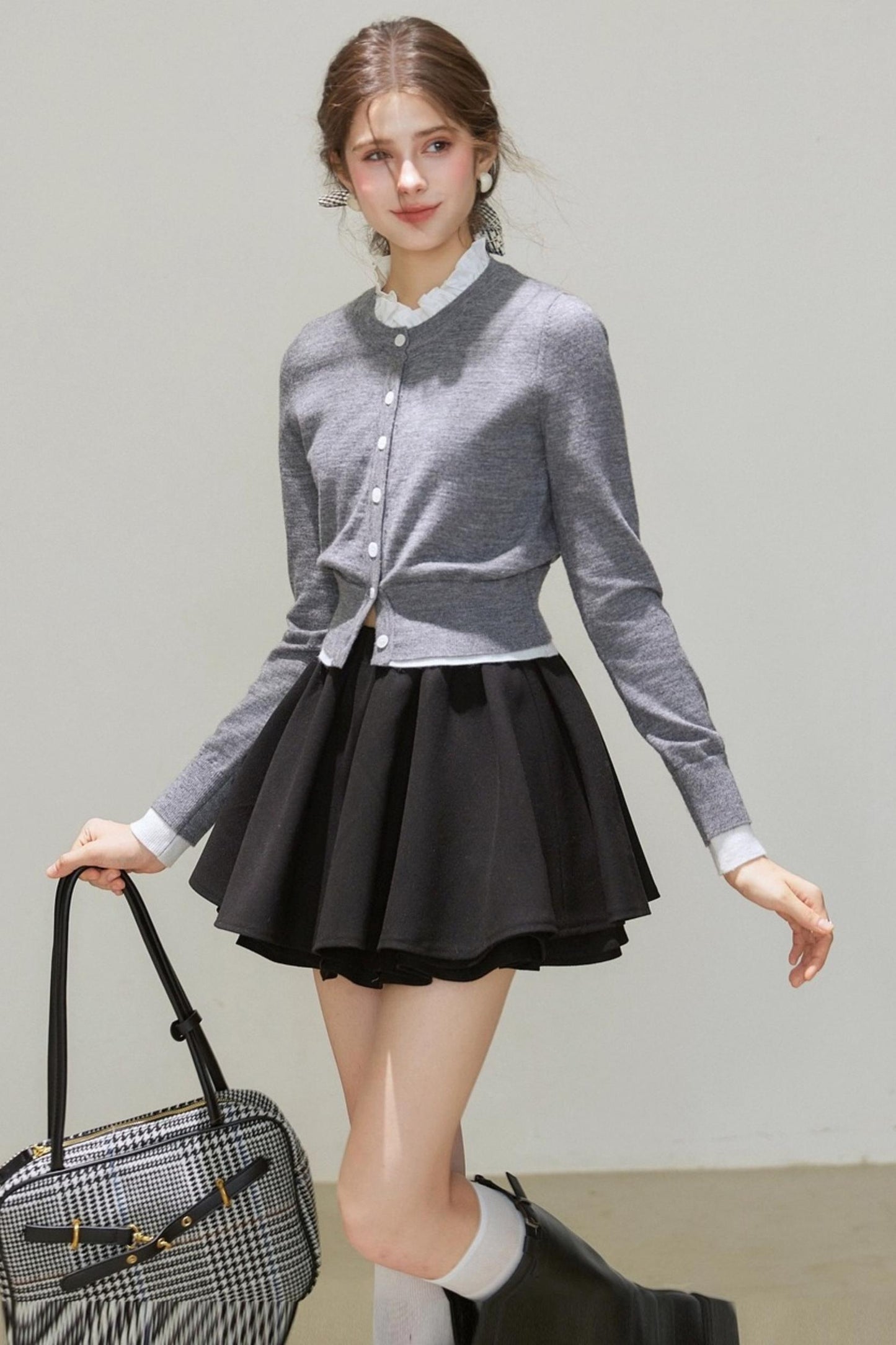 Ruffled Pleated A-Line Skirt