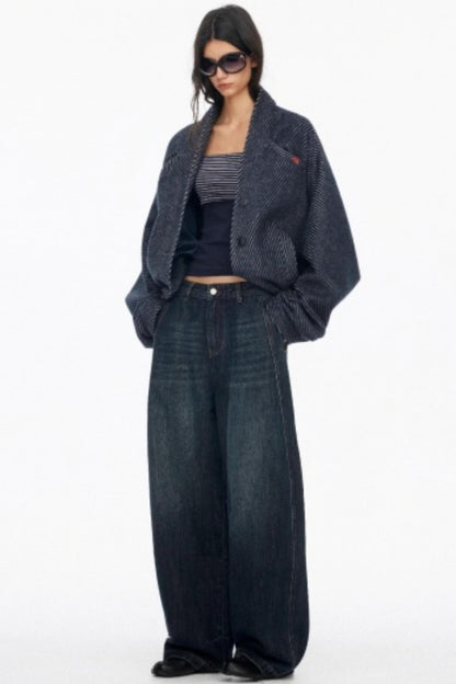 Distressed Cat Whiskers Straight Jeans